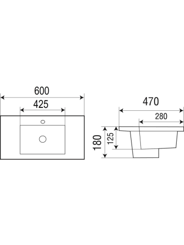 Раковина из сантехнического фаянса WeltWasser WW SK 10000003900 60х50 подвесная цвет белый 1 отверстие под смеситель - фото 3