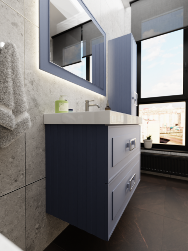 Тумба с раковиной La Fenice Cubo TWIN NFNC-01-CUB-BG-80-2-1-80 80х50 подвесная цвет синий - фото 5