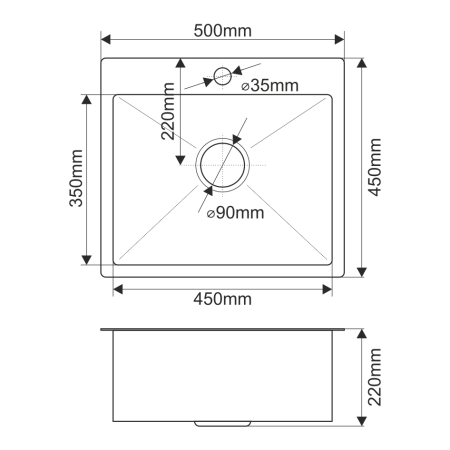 Кухонная мойка Melana ProfLine H5045/2 сатин 50х45 цвет серый поверхность матовая