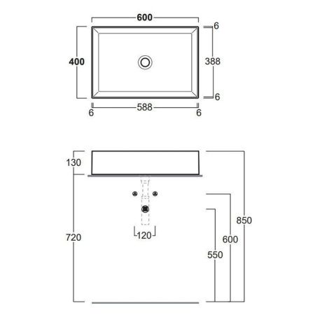 Раковина из сантехнического фаянса Simas Agile AG60 nero matt 60х40 накладная цвет белый без отверстий под смеситель