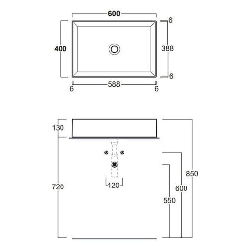 Раковина из сантехнического фаянса Simas Agile AG60 bi matt 60х40 накладная цвет белый без отверстий под смеситель - фото 2