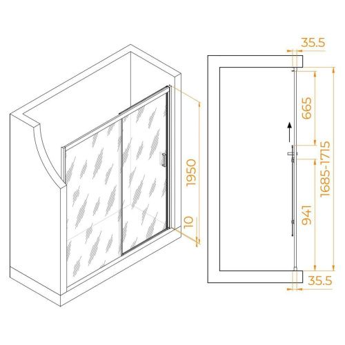 Душевая дверь RGW Passage 350801717-11 170х195 стекло прозрачное профиль хром - фото 5
