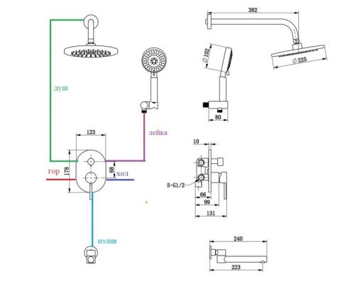 Душевая система Bronze de Luxe 14582C встраиваемая в стену цвет хром - фото 3