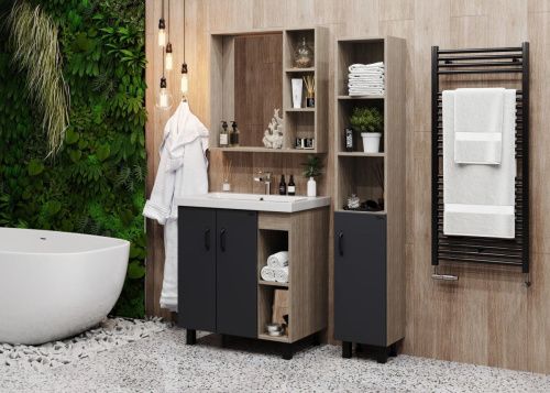 Тумба под раковину Onika Тимбер 108053 80х50 напольная цвет серый/коричневый - фото 5