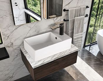 Раковина из сантехнического фарфора Cerutti SPA CR7098D 50х20 накладная цвет белый без отверстий под смеситель