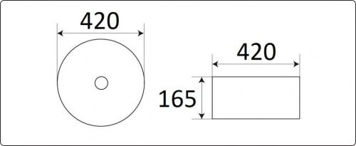 Раковина из сантехнического фаянса CeramaLux C1056 40х40 накладная цвет хром без отверстий под смеситель - фото 2