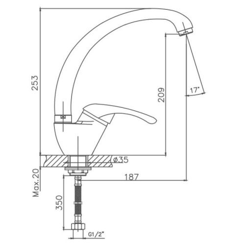 Смеситель для кухни Cron CN4103-8 на мойку белый - фото 3