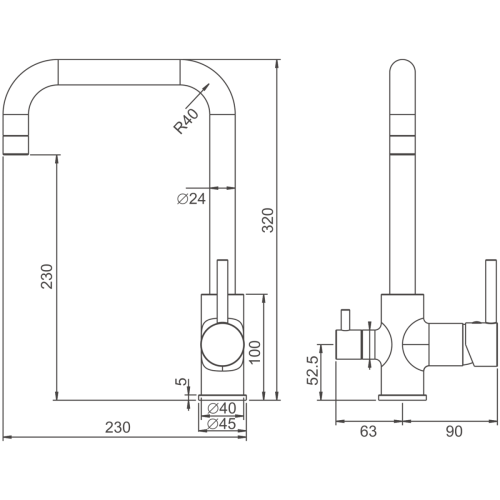 Смеситель для кухни BELZ B76802-3 на столешницу сталь - фото 2
