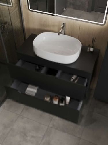 Тумба с раковиной Orange Line Li-100TubMDF+B08-600W 100х50 - фото 4