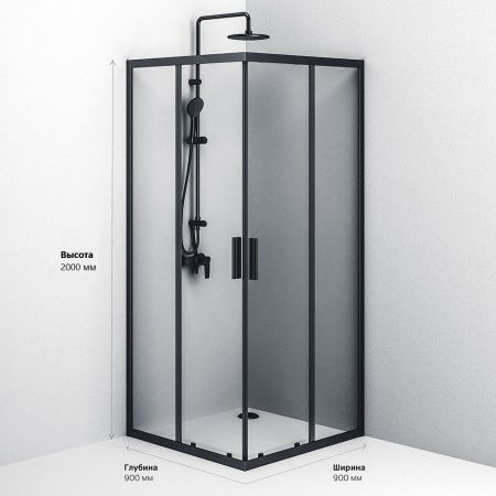 Душевой уголок Am.Pm Gem S W93G-403-090BT 90х90 стекло прозрачное профиль черный без поддона
