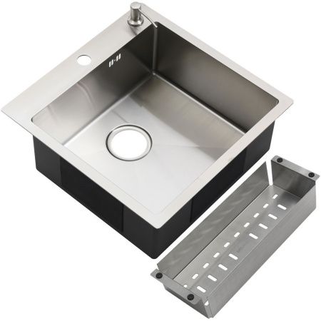 Кухонная мойка Melana ProfLine MLN-R5050H+дозатор+коландер 50х50 цвет серый поверхность матовая