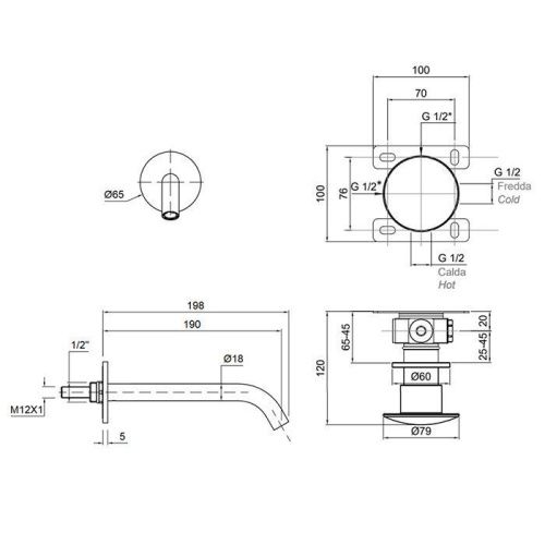 Излив Antonio Lupi Completamenti AY921SA встраиваемый в стену белый - фото 2