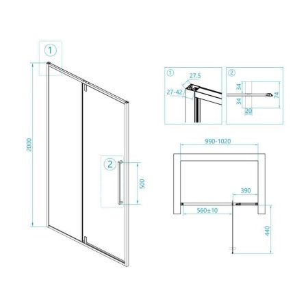Душевая дверь RGW Stilvoll 06320310-11 100х200 стекло прозрачное профиль хром