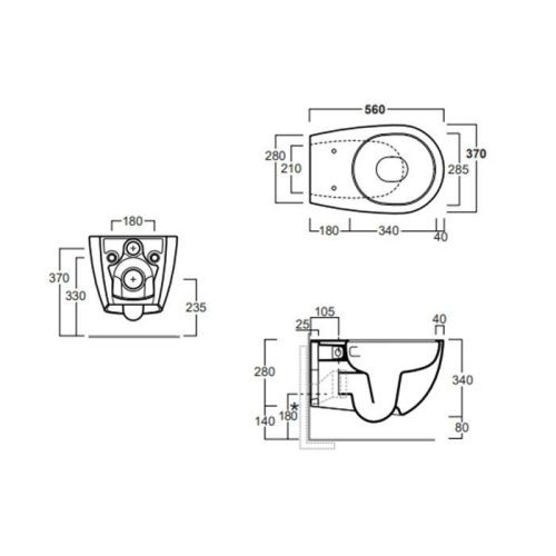 Чаша унитаза подвесная Simas Vignoni VI18VERT bi цвет белый без сиденья безободковая смыв торнадо - фото 2