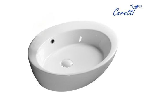 Раковина из сантехнического фарфора Cerutti SPA CR7026A 60х50 накладная цвет белый 1 отверстие под смеситель - фото 2