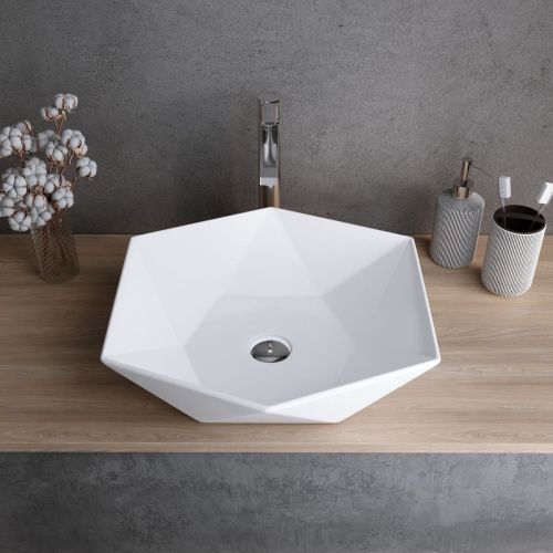 Раковина из сантехнического фаянса Grossman GR-3029 50х50 накладная цвет белый без отверстий под смеситель - фото 2