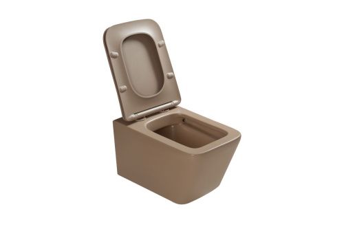 Унитаз подвесной SantiLine SL-5007KH цвет коричневый с сиденьем микролифт безободковый смыв воронка-водоворот - фото 4