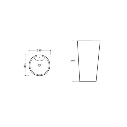 Раковина из сантехнического фарфора Vincea VBS-2P201 40х40 напольная цвет белый 1 отверстие под смеситель - фото 3