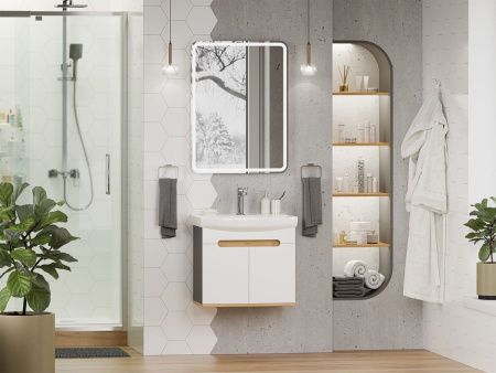 Тумба под раковину Misty Сканди Э-Ска01060-011П 60х40 подвесная цвет белый/серый