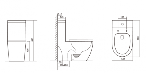 Унитаз напольный с бачком CeramaLux TR2176MN белый с сиденьем микролифт безободковый смыв торнадо - фото 4