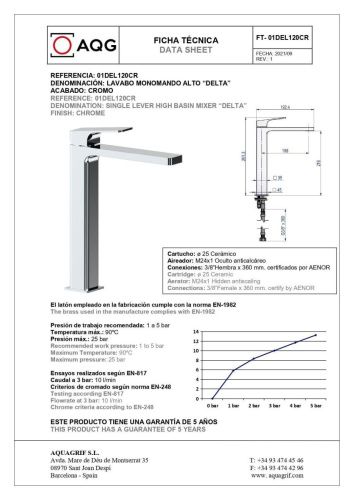 Смеситель для раковины AQG Delta 01DEL120CR на столешницу хром - фото 2