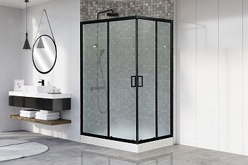Душевой уголок Royal Bath HP RB8120HP-C-BL-L 120х80 стекло матовое профиль черный с поддоном