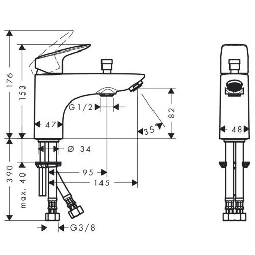 Смеситель Hansgrohe Logis 71311000 на борт ванны хром - фото 2