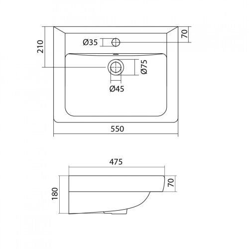Раковина керамическая Onika Тигода 1WH302126 60х50 накладная цвет белый 1 отверстие под смеситель - фото 4