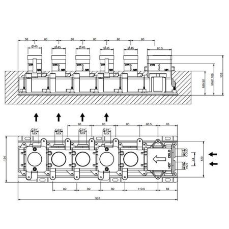 Встраиваемые части для термостатического смесителя Gessi Hi-Fi 63015#031