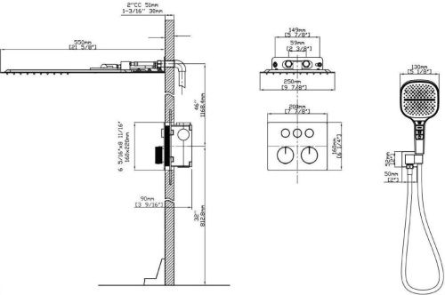 Душевая система Vincea VSFW-401TMB встраиваемая в стену цвет черный с термостатом - фото 3