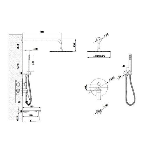 Душевая система Esko 7in1SHAGold встраиваемая в стену цвет золото - фото 3