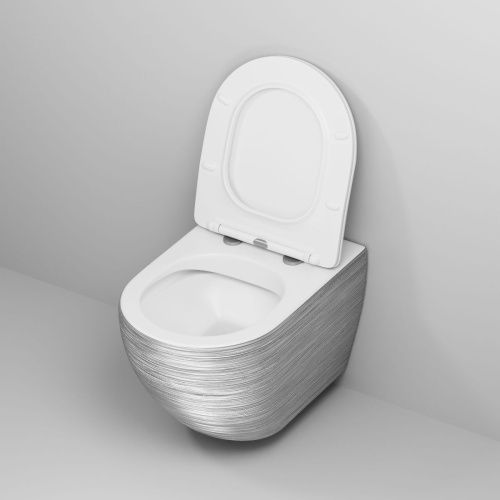 Унитаз подвесной Grossman Color GR-4411SWS серебро/белый с сиденьем безободковый каскадный смыв - фото 4