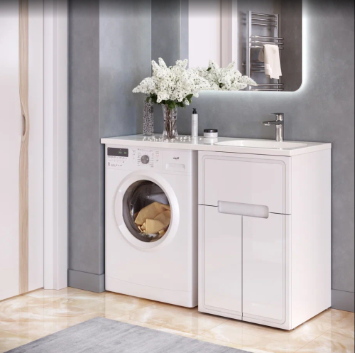 Раковина из искусственного камня Taliente ФР-00007068 120х50 накладная цвет белый 1 отверстие под смеситель - фото 3