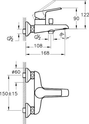 Комплект смесителей Vitra AXE S A49152EXP хром - фото 2