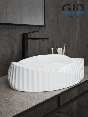 Раковина керамическая Gid Creativo 51223 60х40 накладная цвет белый без отверстий под смеситель - фото 2