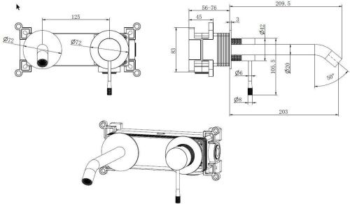 Смеситель для раковины Allen Brau Priority 5.31C03-MG встраиваемый в стену серый - фото 2