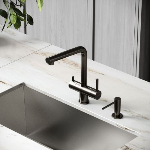 Смеситель для кухни Sancos Spin SC4015GG на мойку вороненая сталь - фото 3