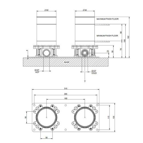 Встраиваемая часть для напольного смесителя для ванны Gessi Core 58099#031 - фото 2