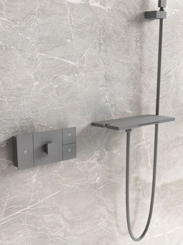 Душевая система Vincea VSFW-2F11TGM встраиваемая в стену цвет вороненая сталь с термостатом - фото 2