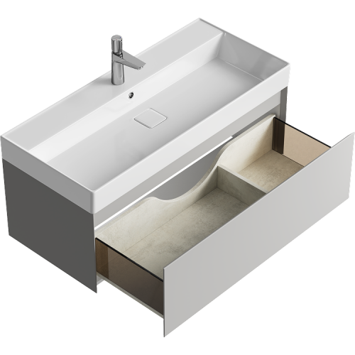 Тумба под раковину Aqwella Y GE01101ST 100х50 подвесная цвет серый - фото 2