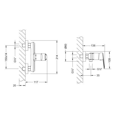 Смеситель для душа LeMark Point LM0303C настенный хром