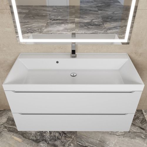 Раковина из искусственного камня Uperwood Classic 291020339 100х50 полувстраиваемая цвет белый - фото 4