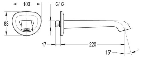 Излив Cezares LIBERTY LIBERTY-F-SC-01 настенный хром - фото 2