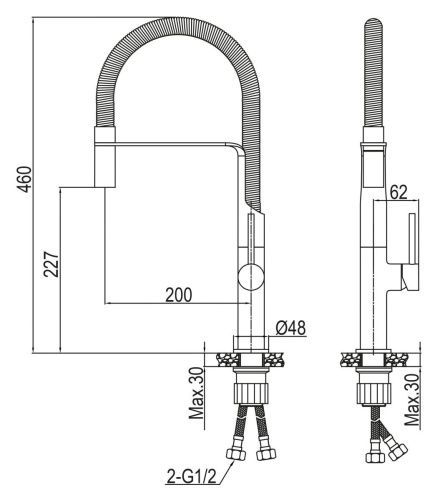 Смеситель для кухни AQG COOK 05COO500CR на столешницу хром - фото 2