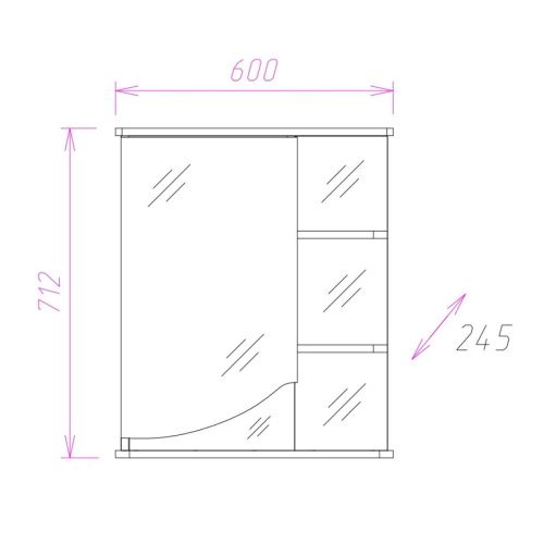 Зеркало-шкаф Onika Виола 206004 60х70 подвесной цвет белый - фото 3