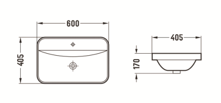 Раковина из сантехнического фаянса CeramaLux 78699 60х40 накладная цвет белый 1 отверстие под смеситель