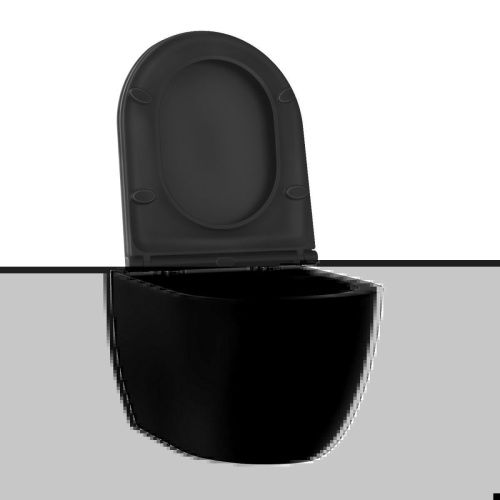 Унитаз подвесной Wellsee Chalice Perfection 182609001 черный с сиденьем микролифт безободковый смыв торнадо - фото 2