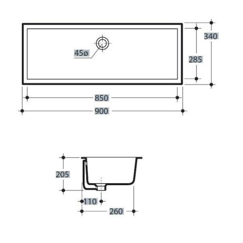 Раковина из сантехнического фарфора Kerasan Lavabi arredo 023001 90х30 встраиваемая цвет белый - фото 2