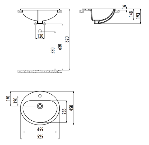 Раковина из сантехнического фарфора Creavit TP225-00CB00E-0000 50х50 встраиваемая цвет белый - фото 2