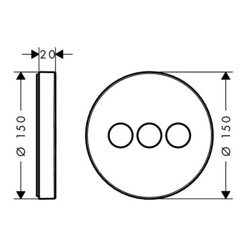 Встраиваемый запорный вентиль с кнопками, на 3 источника Hansgrohe Ecostat 15745000 (внешняя часть) - фото 2